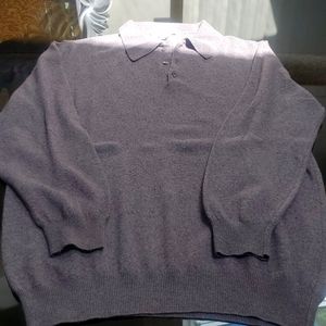 Moda brown long slv men's sweater size large three buttons and a collar